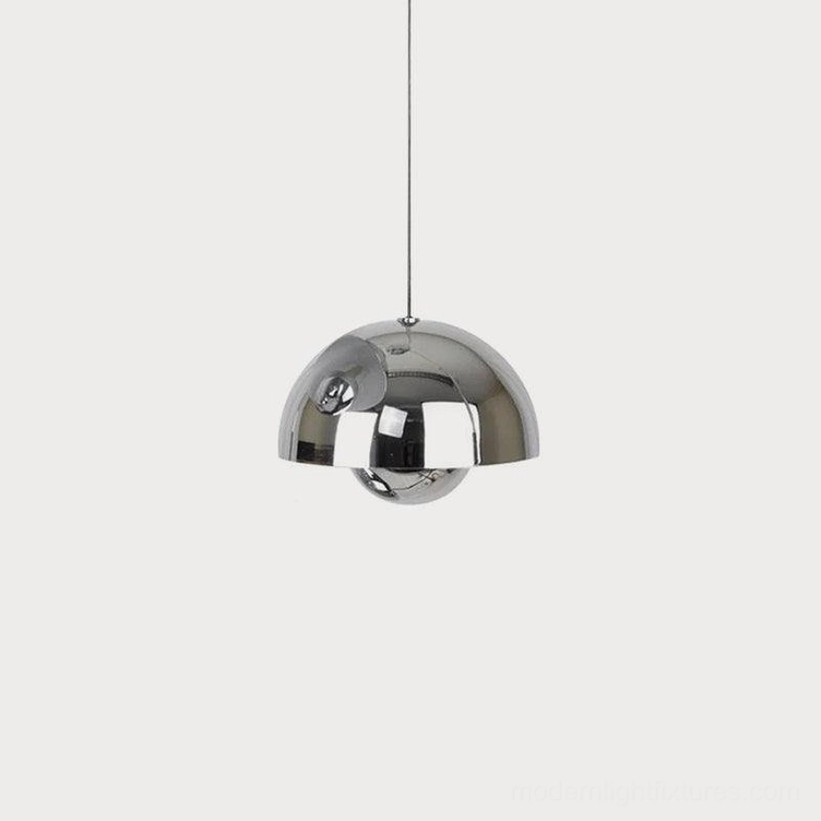 Flowerpot pendant light in chrome metallic finish luxury modern finish option