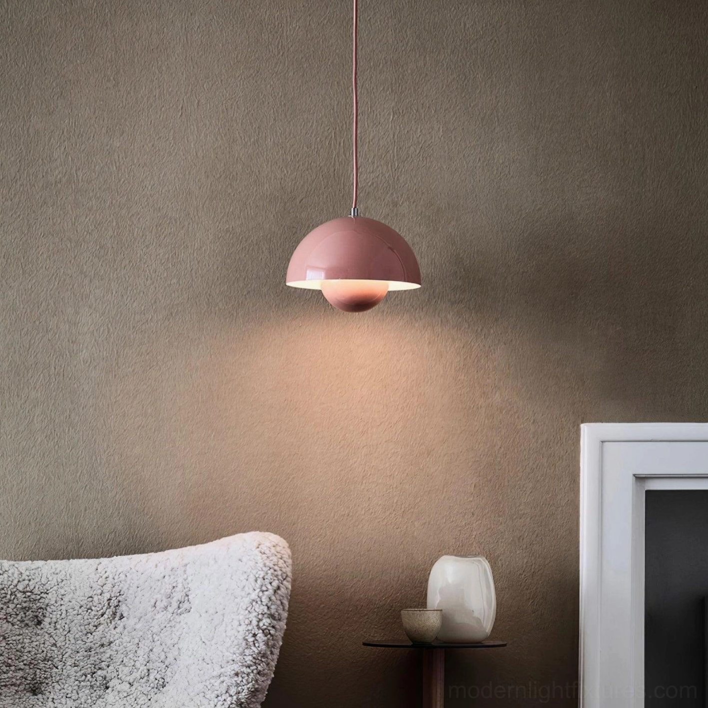 Flowerpot pendant light in chrome finish modern metallic interpretation
