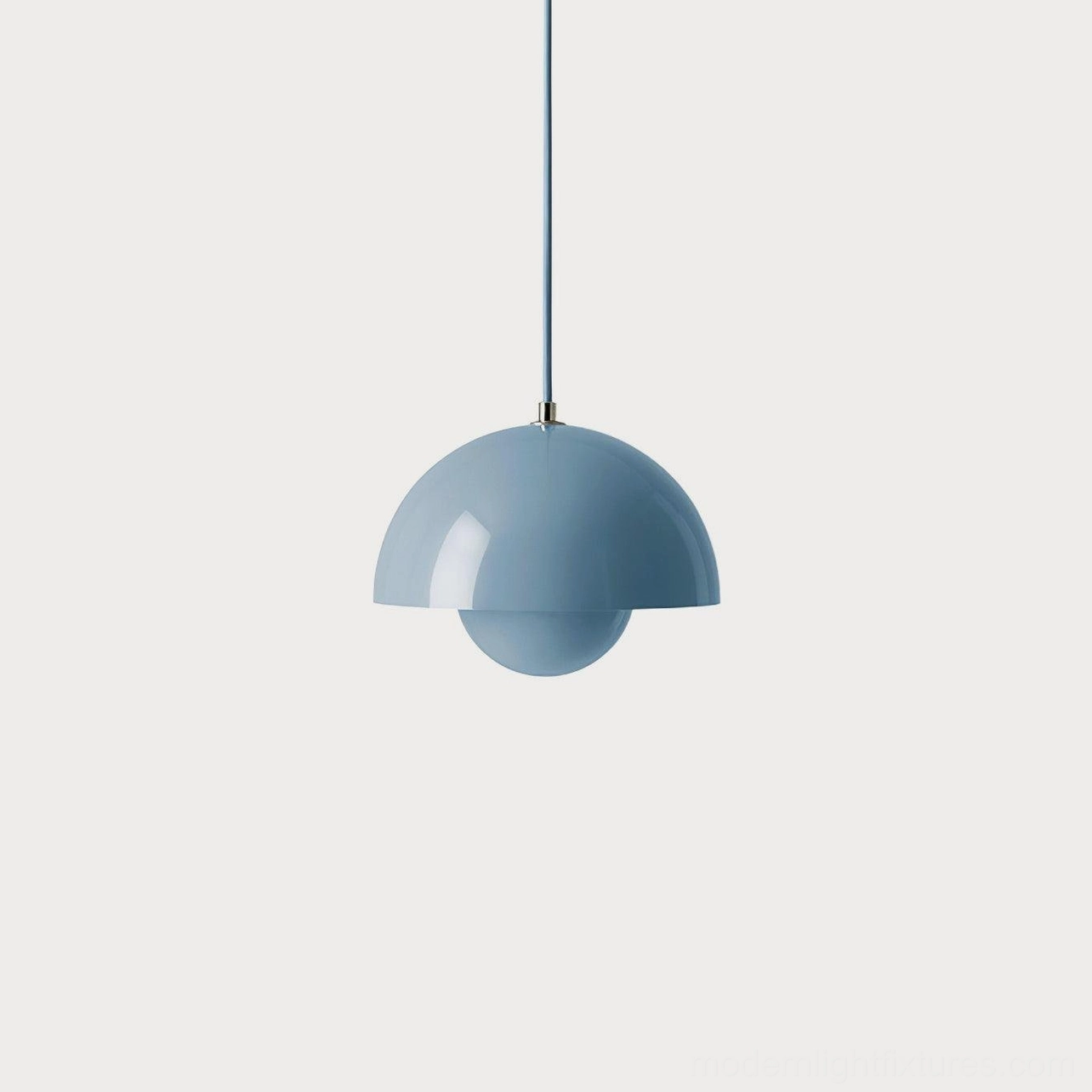 Flowerpot pendant light in deep blue finish creating bold color statement