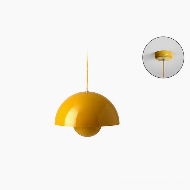 Flowerpot pendant light complete product view against neutral background