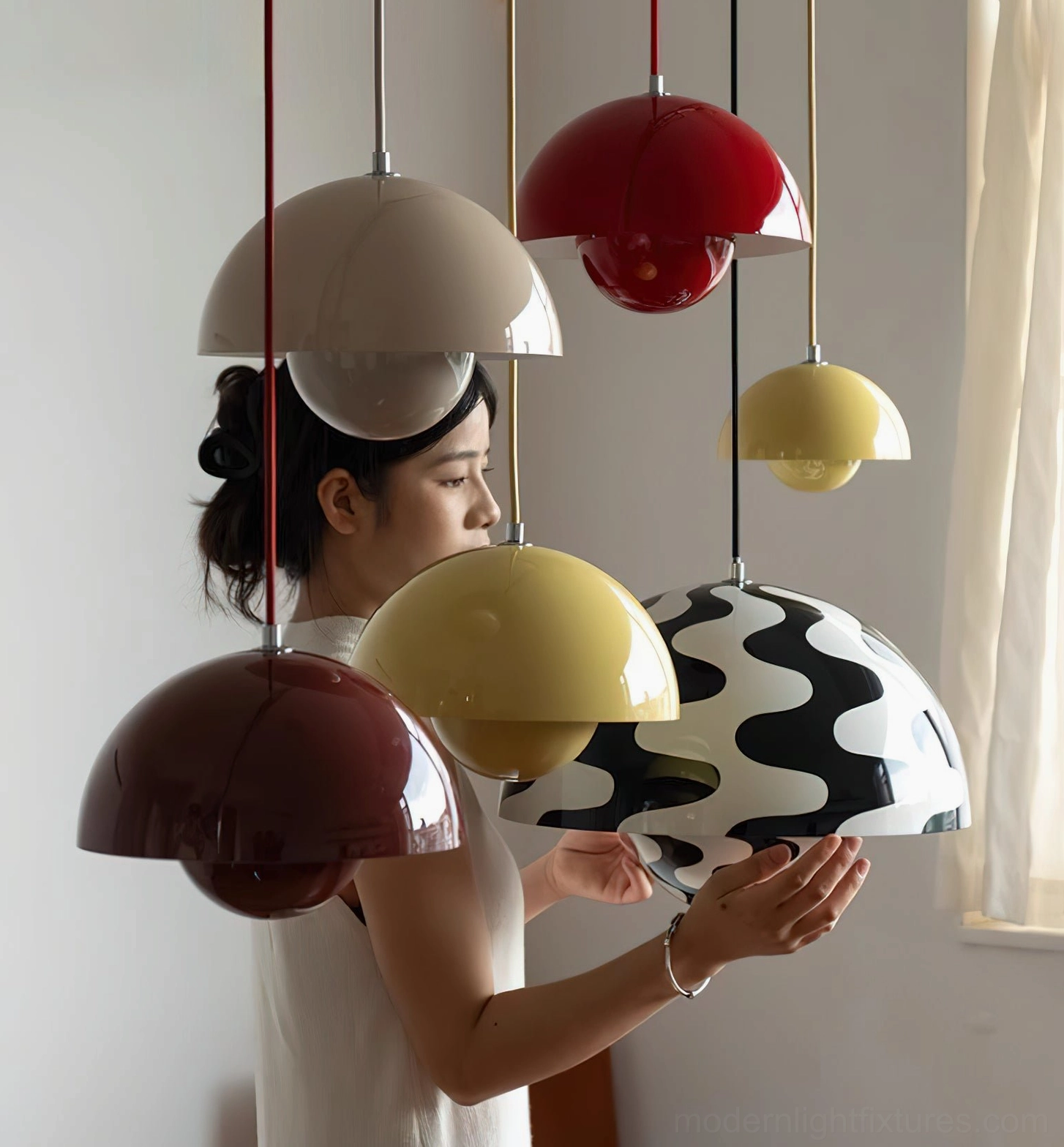 Flowerpot pendant light in matte finish showing non-reflective sculptural surface