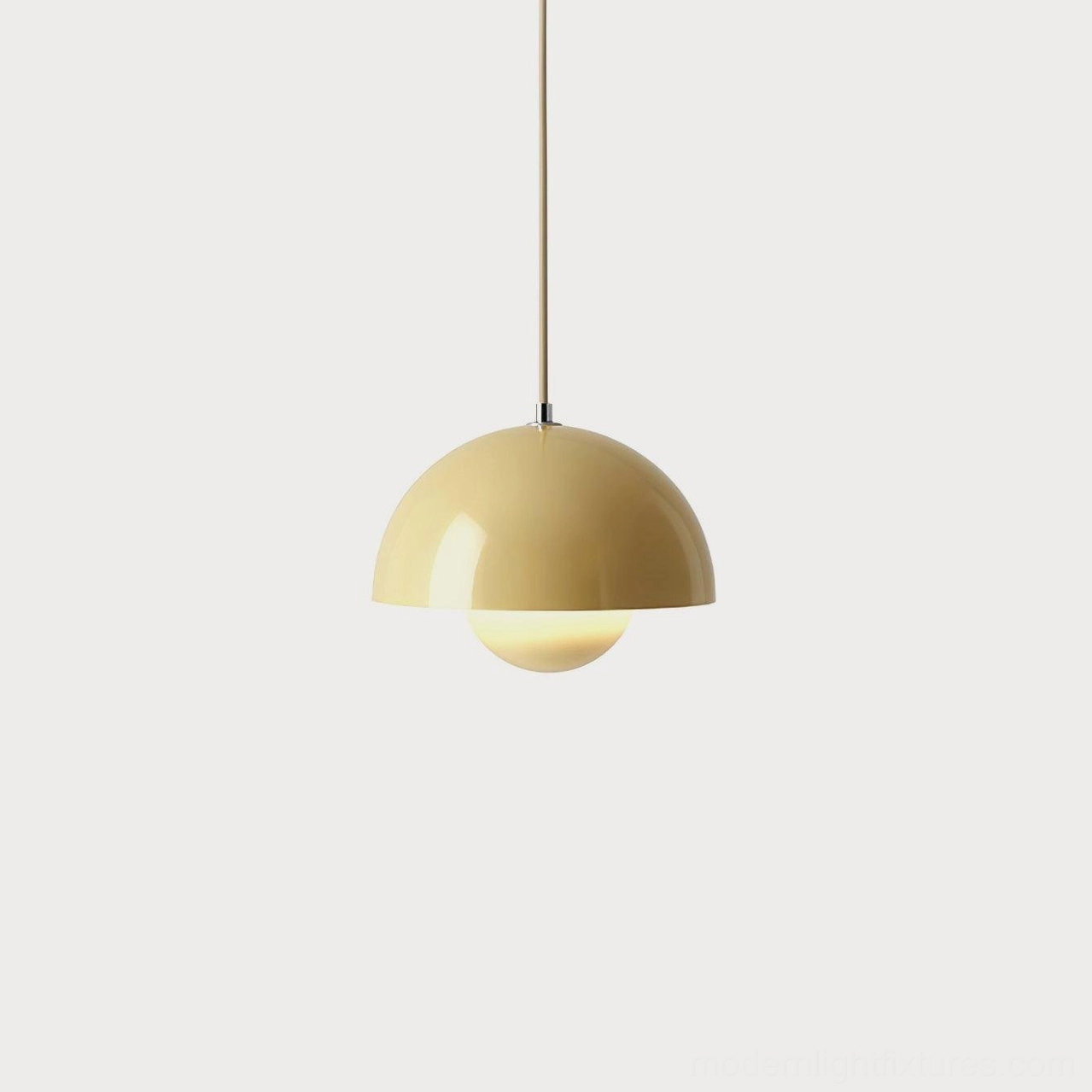 Flowerpot pendant light in sand turmeric warm metallic finish detail view