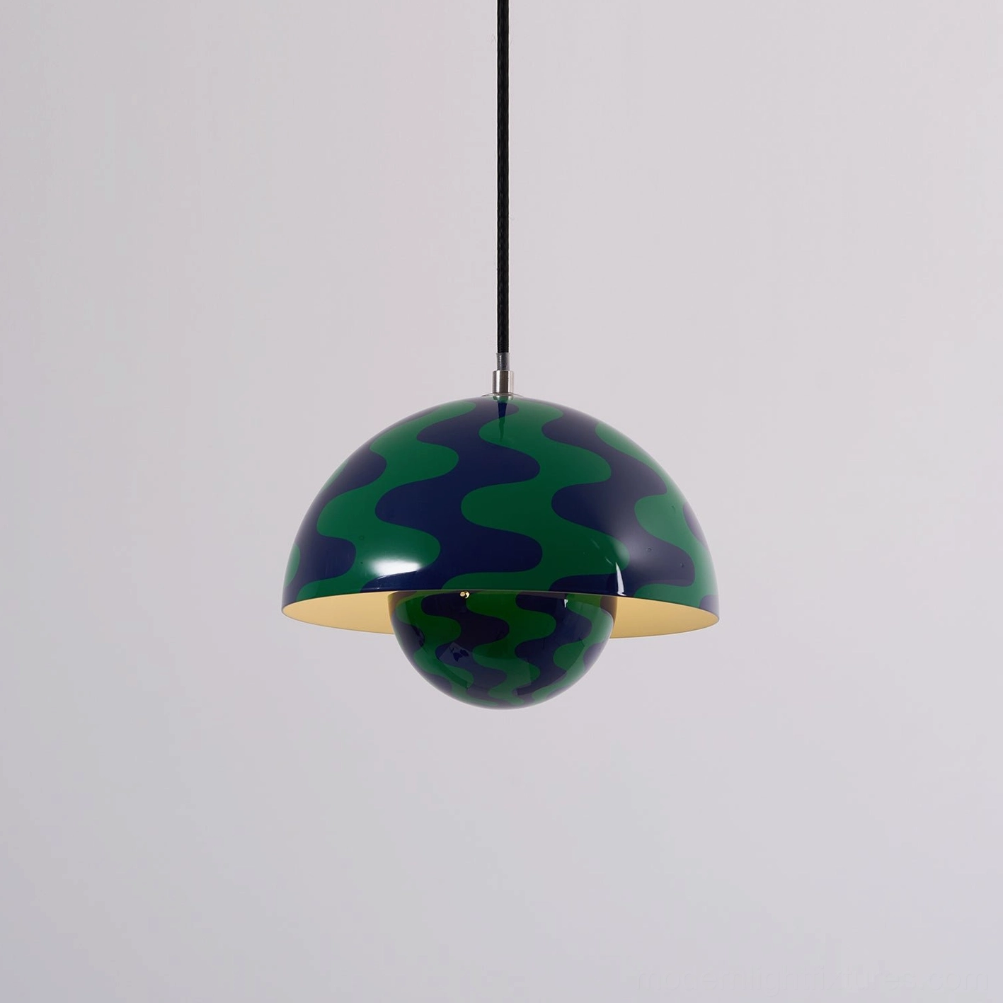 Flowerpot pendant light in warm neutral tone creating cohesive interior lighting design