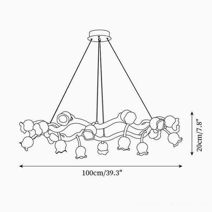 20-head flowers branch chandelier schematic 100cm diameter 20cm height large statement