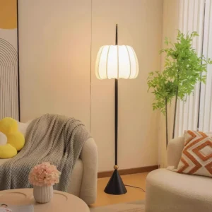 Folia Floor Lamp Illuminated in Modern Living Room Corner with Warm Ambient Glow - Interior Setting