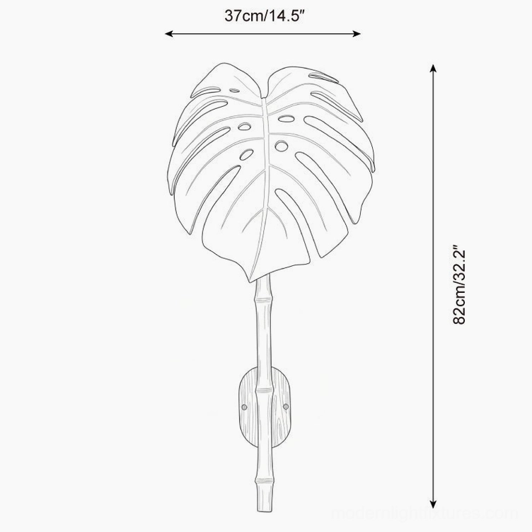 Folium wall sconce technical drawing schematic showing 37cm width by 82cm height dimensions