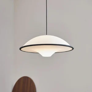 Fontana minimalist pendant lamp hanging in scandinavian home interior with warm ambient lighting