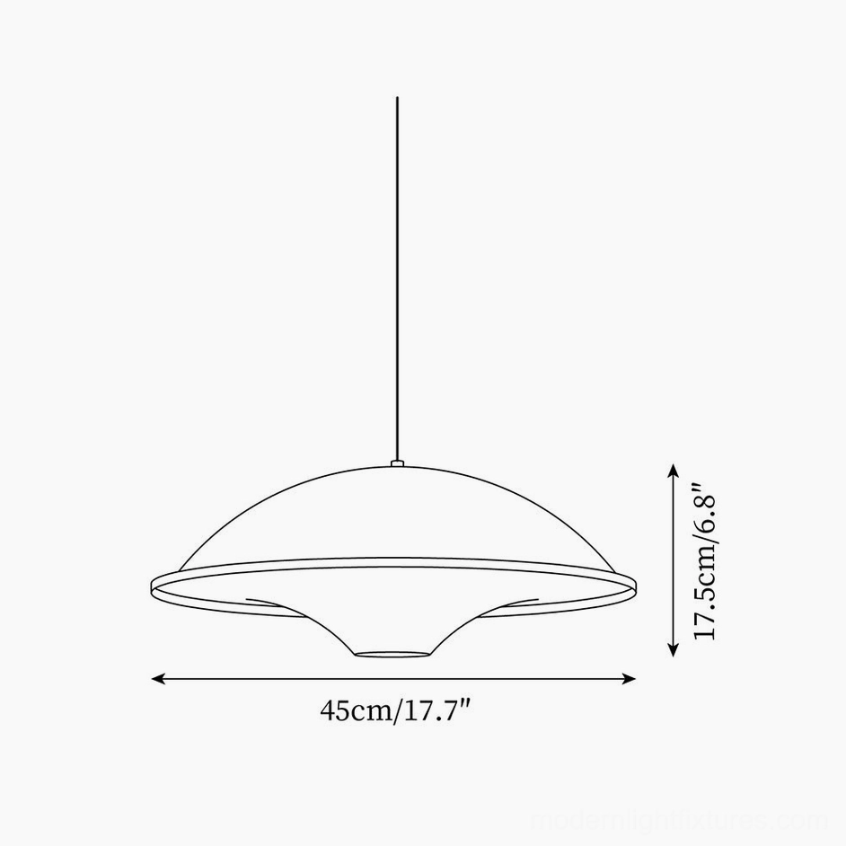 Fontana pendant light technical specification drawing with dimensions 45cm width 17.5cm height