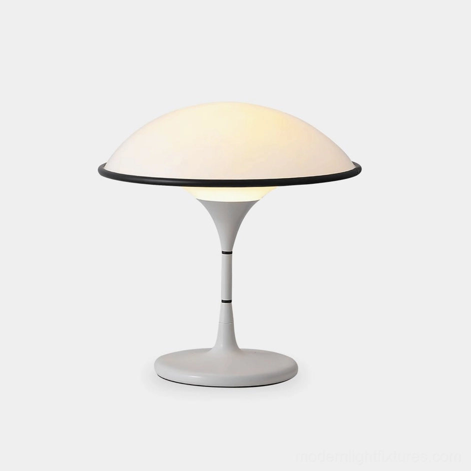 Fontana dome table lamp mid-century modern design black and white finish detail
