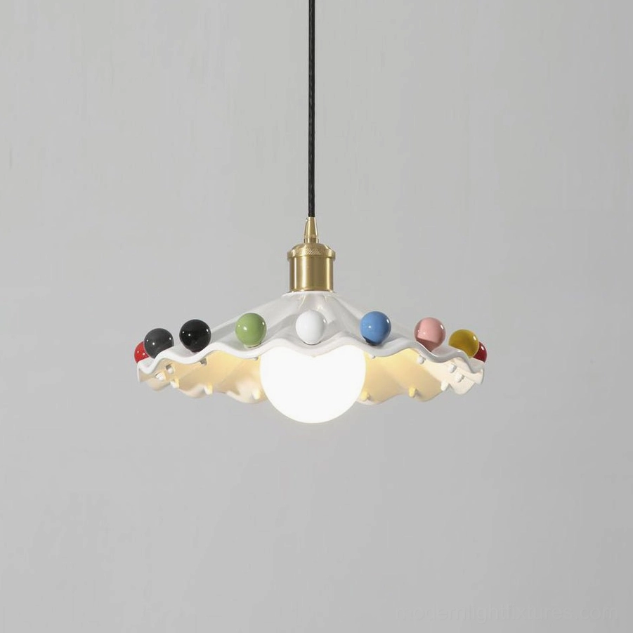 Fonthill ceramic scalloped pendant lamp black and white finish variant monochromatic aesthetic