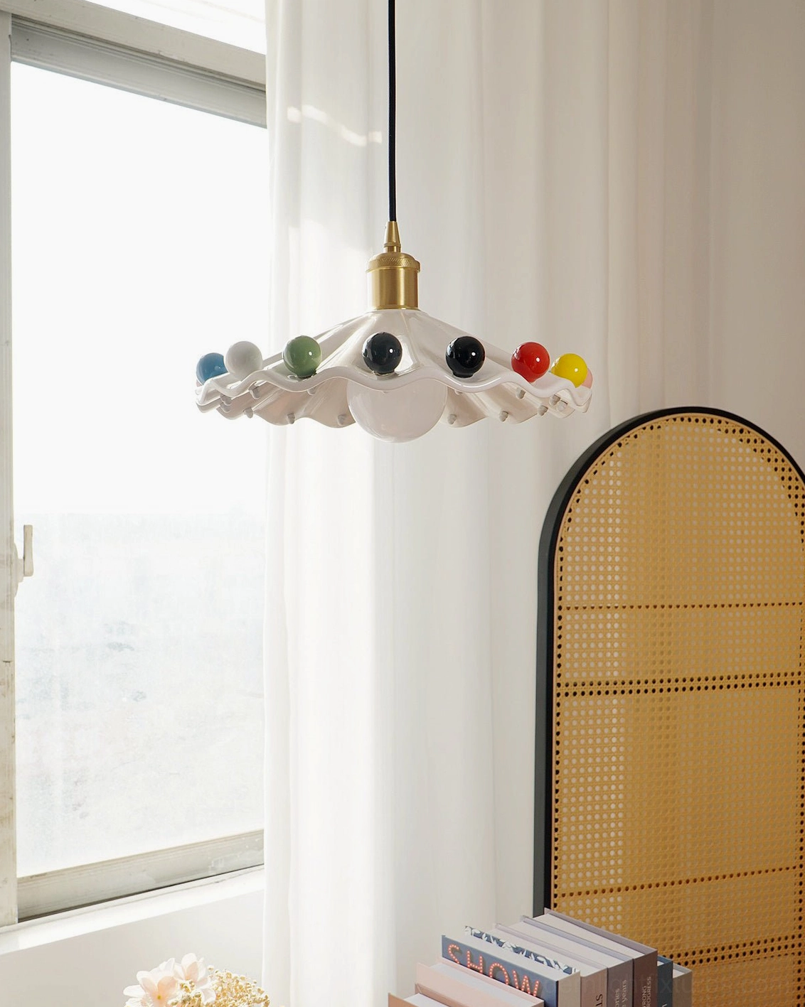 Fonthill ceramic scalloped pendant light eclectic bohemian interior creative studio warm ambiance