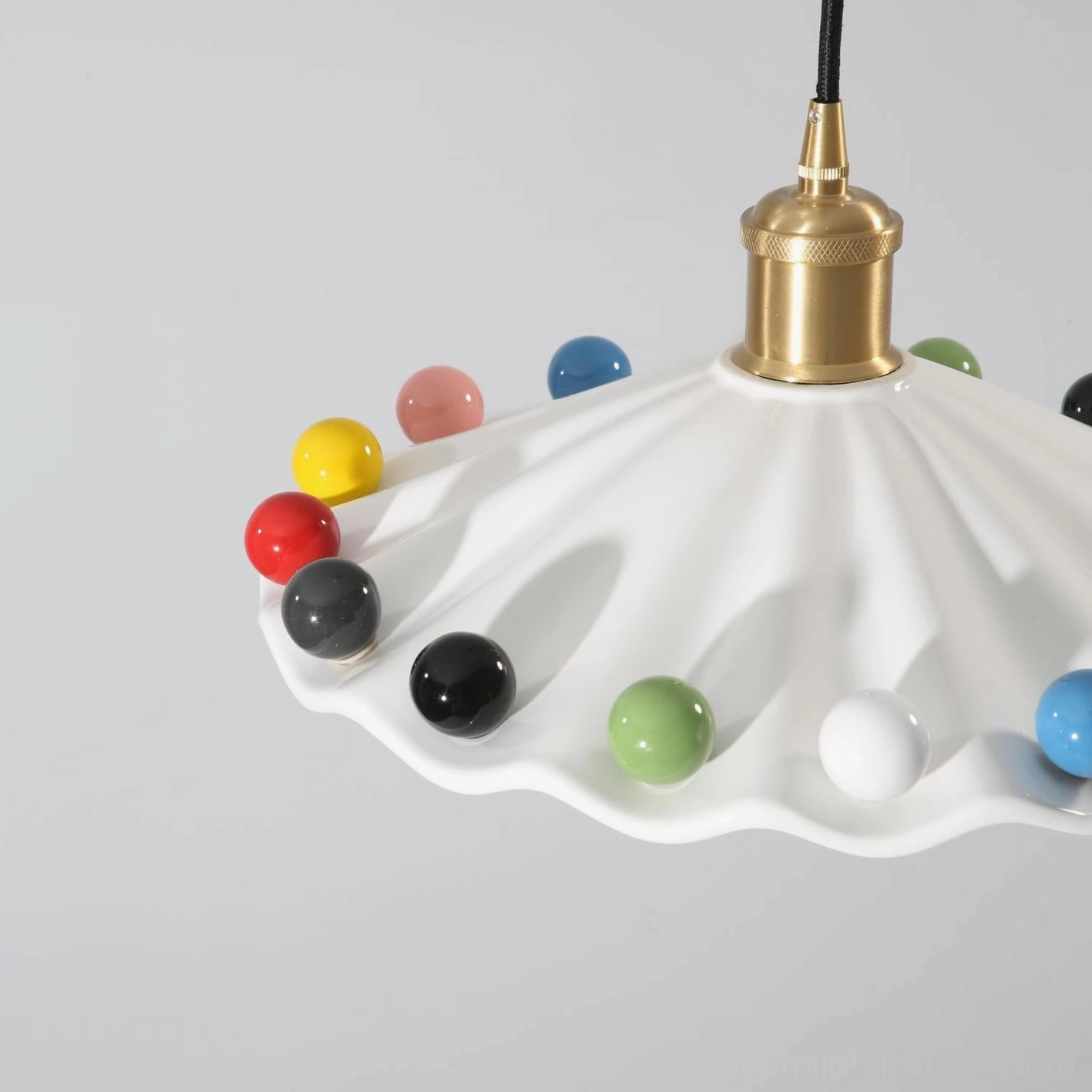 Fonthill handmade ceramic pendant light bottom view socket e26 e27 brass canopy