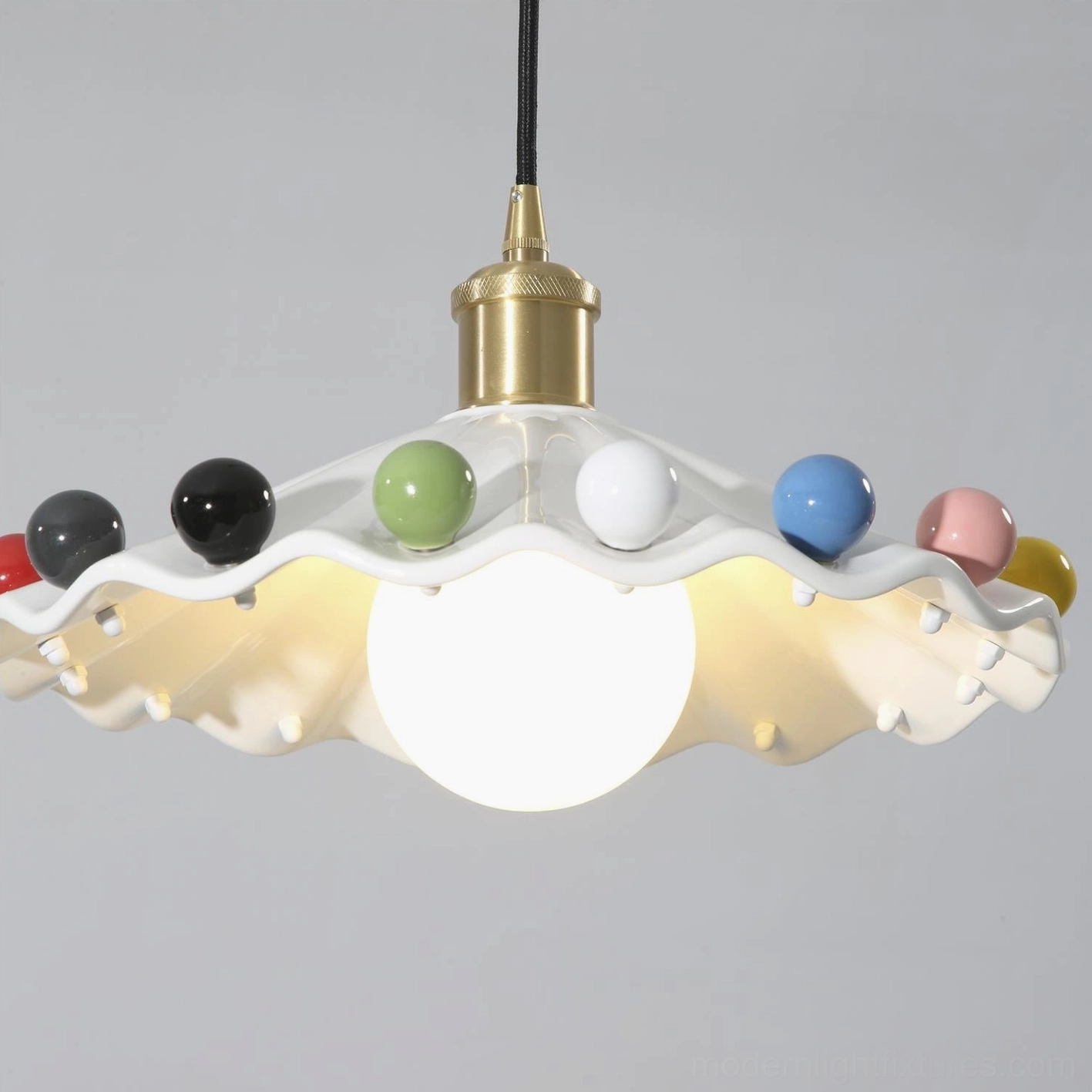 Fonthill ceramic scalloped pendant lamp multiple finishes white colorful multiglaze comparison