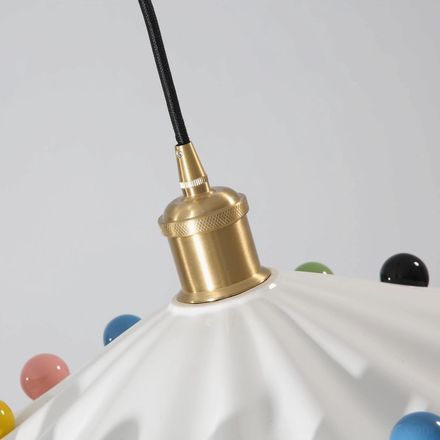Fonthill ceramic scalloped pendant lamp side angle view shade depth dimension sculptural form