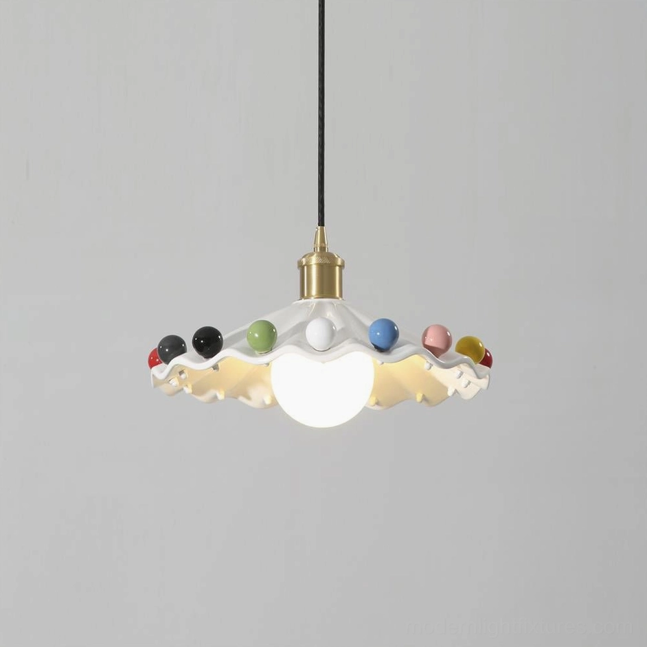 Fonthill handmade ceramic scalloped pendant light e26 e27 socket dimmer compatible electrical