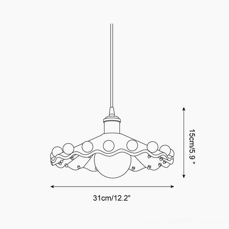 Fonthill ceramic pendant light technical specifications schematic 31cm diameter 15cm height dimensions