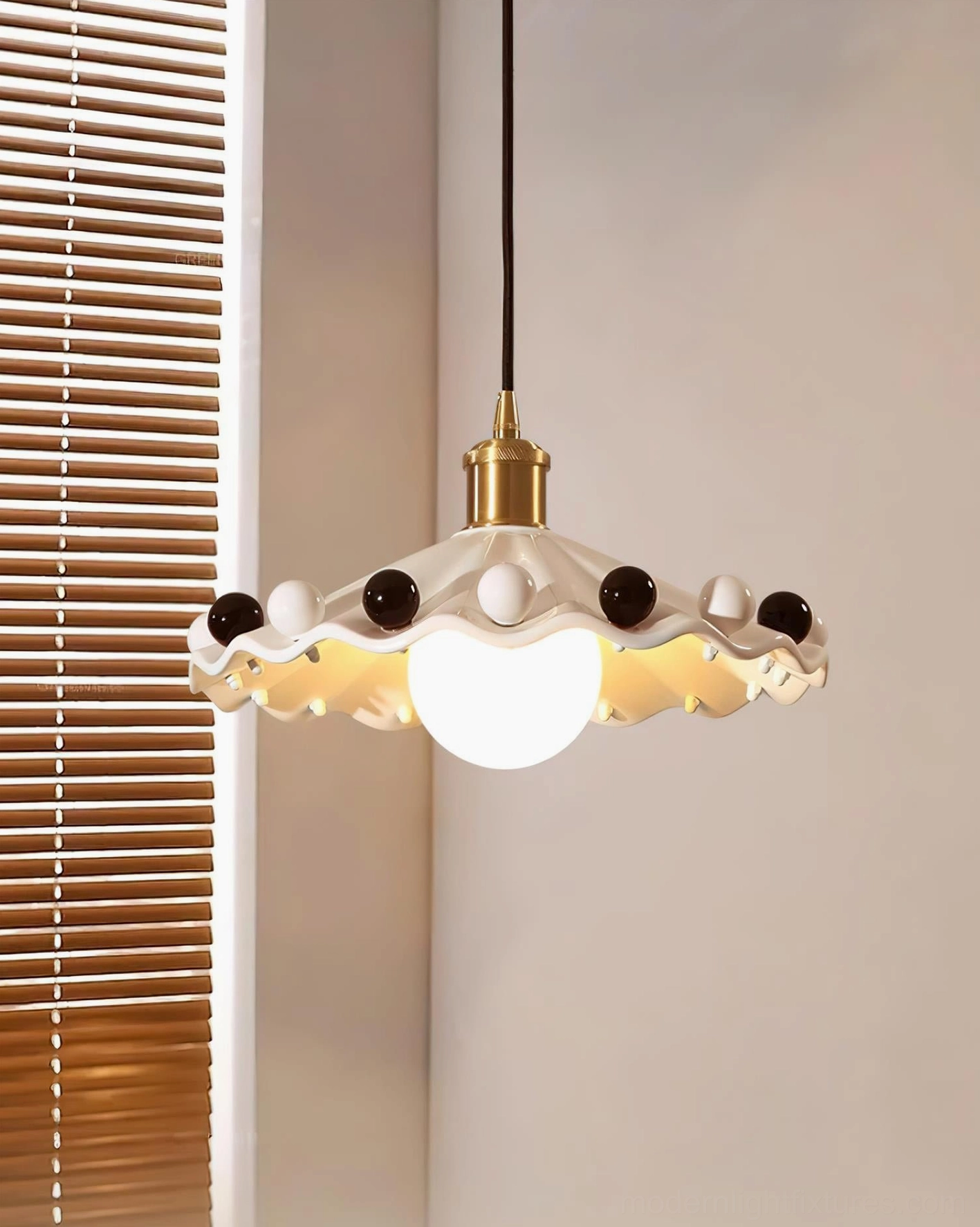 Fonthill handmade ceramic pendant light wine bar restaurant elegant warm atmosphere seating