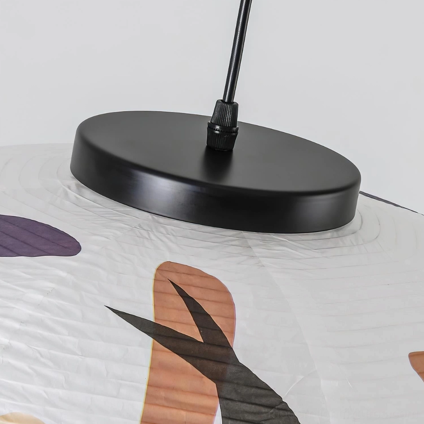 Formakami pendant lamp complete product view showcasing premium rice paper shade with matte black metal fixtures and artistic expression