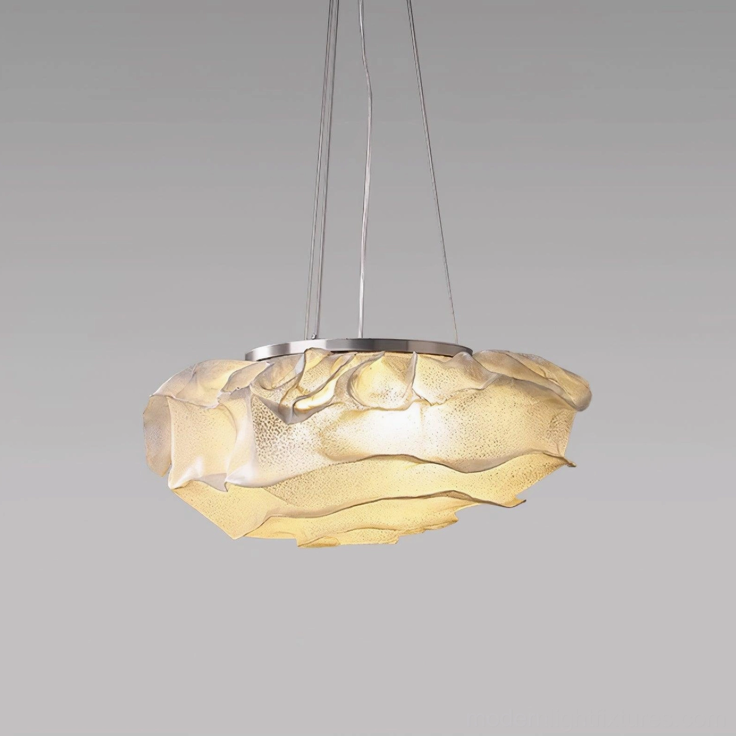 Forsyth ruffled pendant light medium size option in modern kitchen island installation