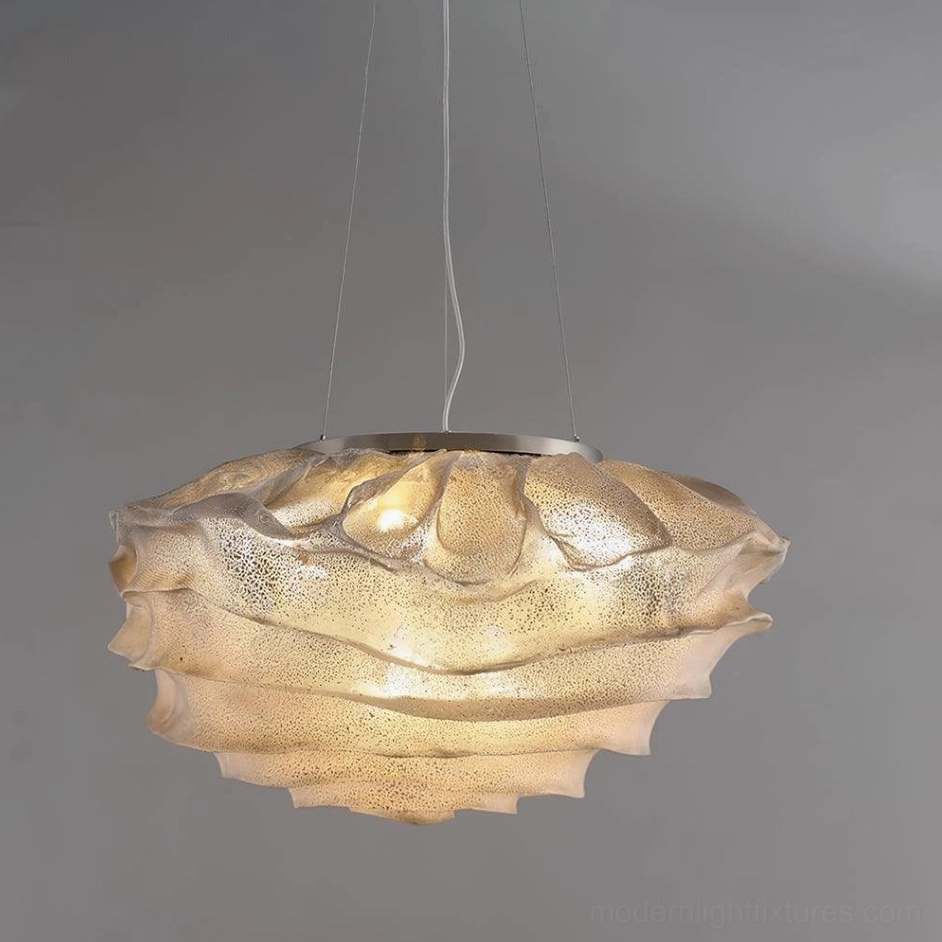 Forsyth ruffled pendant light layered texture creating mesmerizing light and shadow interplay