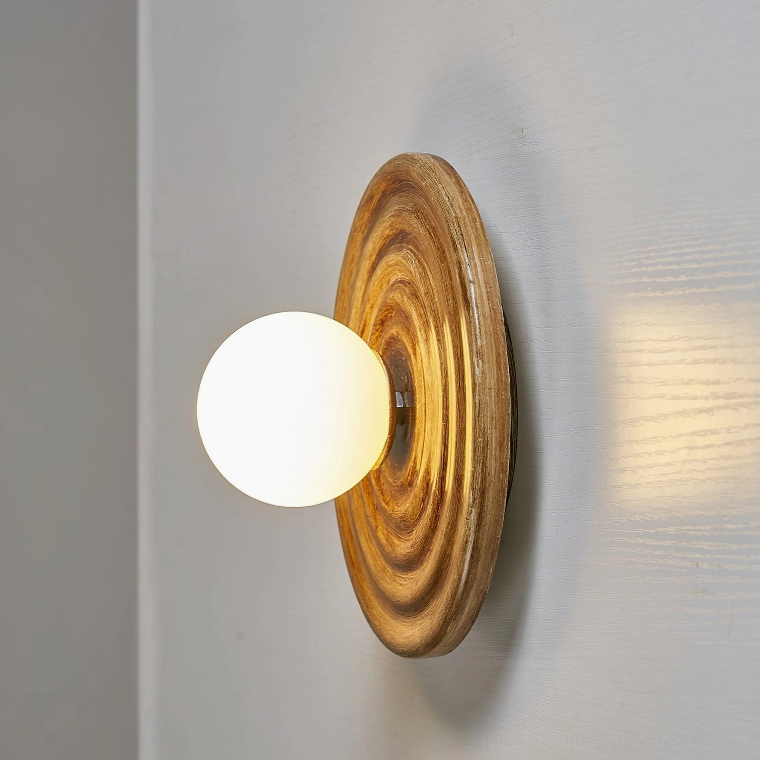 Francie ribbed disc ceiling light in neutral beige tone complementing contemporary minimalist interior design