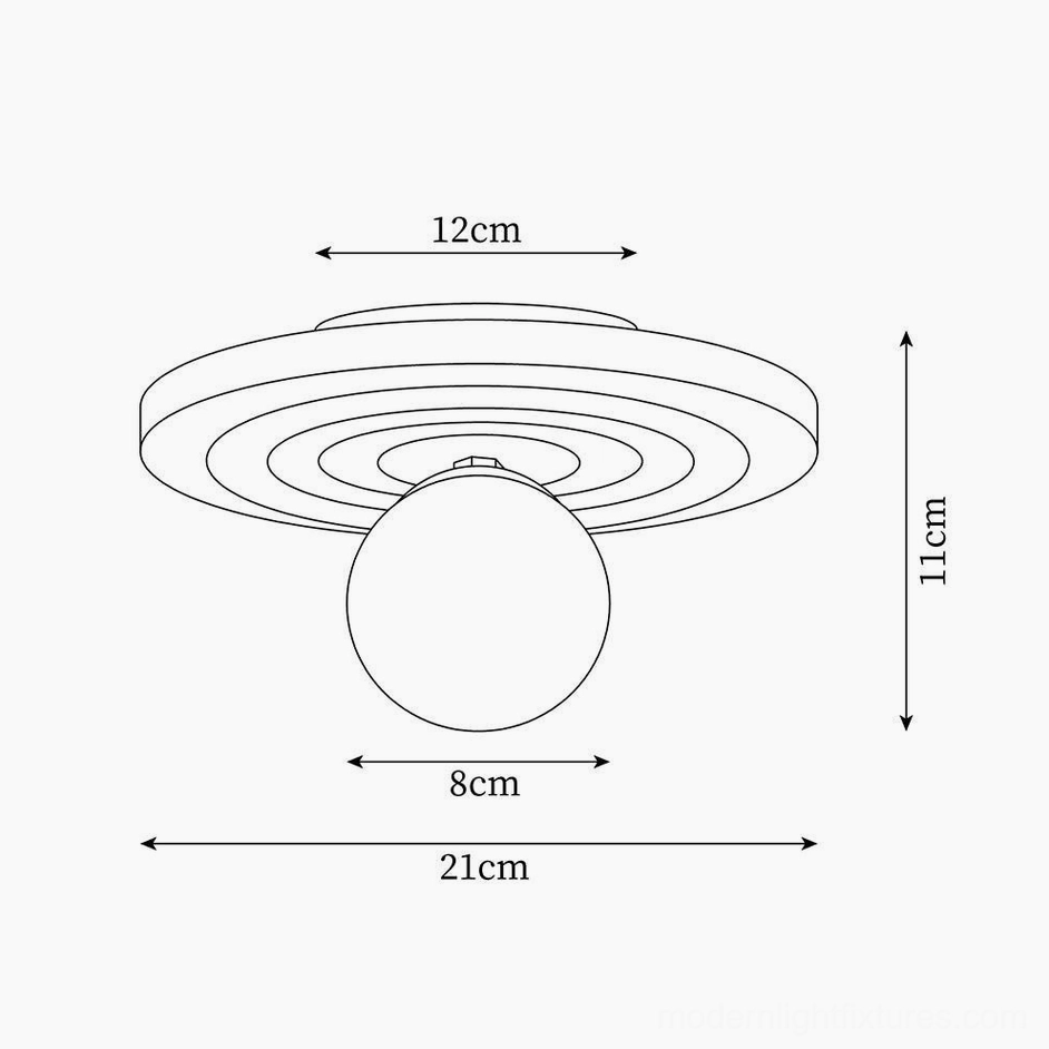 Technical schematic and dimension drawing of Francie ceiling light showing diameter 21cm height 11cm measurements