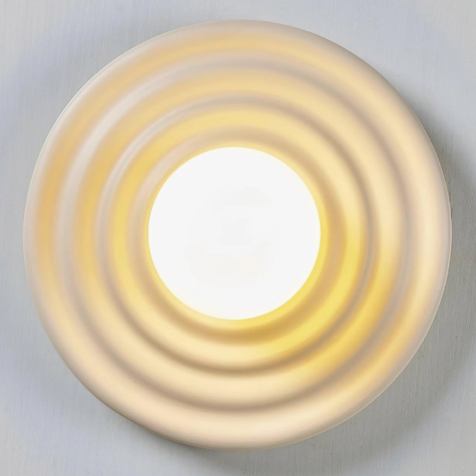 Francie wabi-sabi ceiling light showing Japanese minimalist design aesthetic with subtle concentric pattern detail