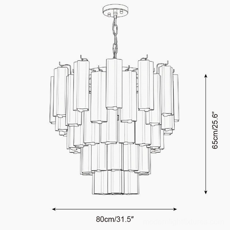 Large frosted glass tiered chandelier 80cm 31.5 inches maximum size specification