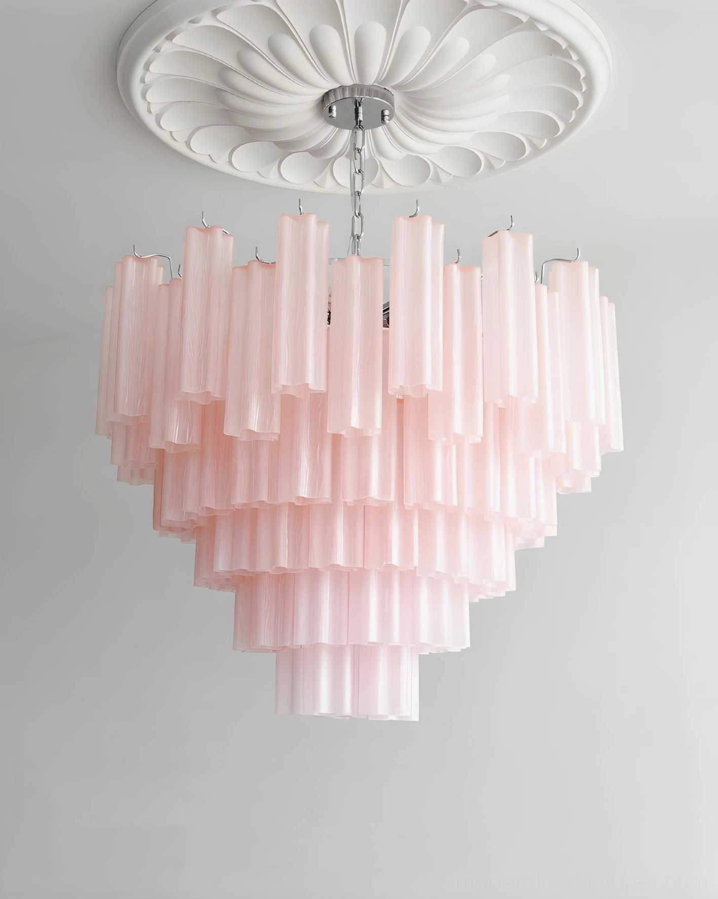 Frosted glass tiered chandelier color variants white blue pink comparison