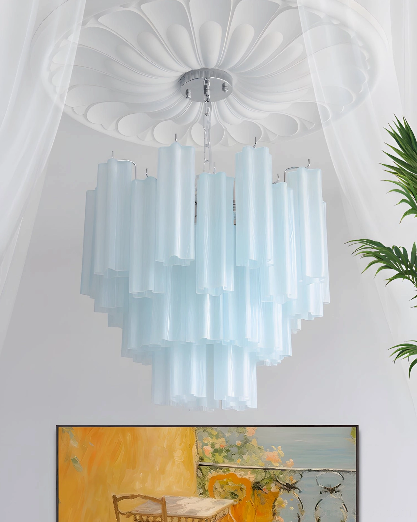 Frosted glass tiered chandelier dimmer switch compatible modern lighting control