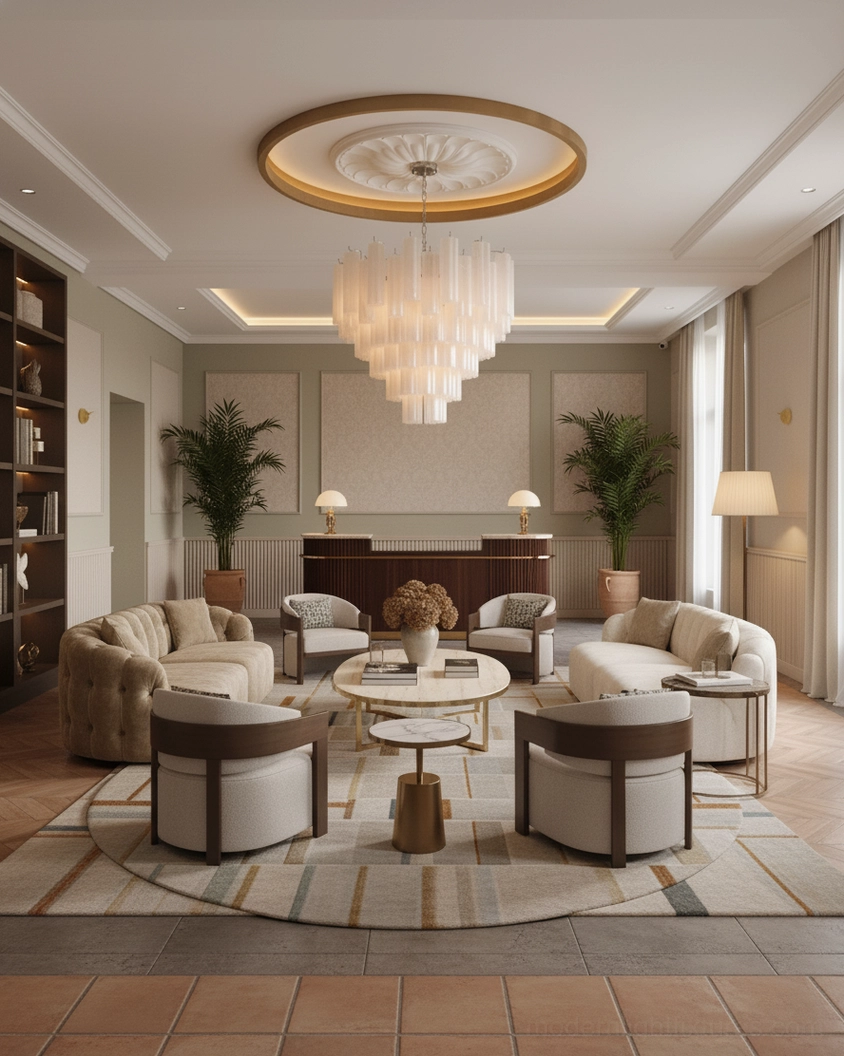 Large frosted glass tiered chandelier 80cm maximum dimension in grand entryway
