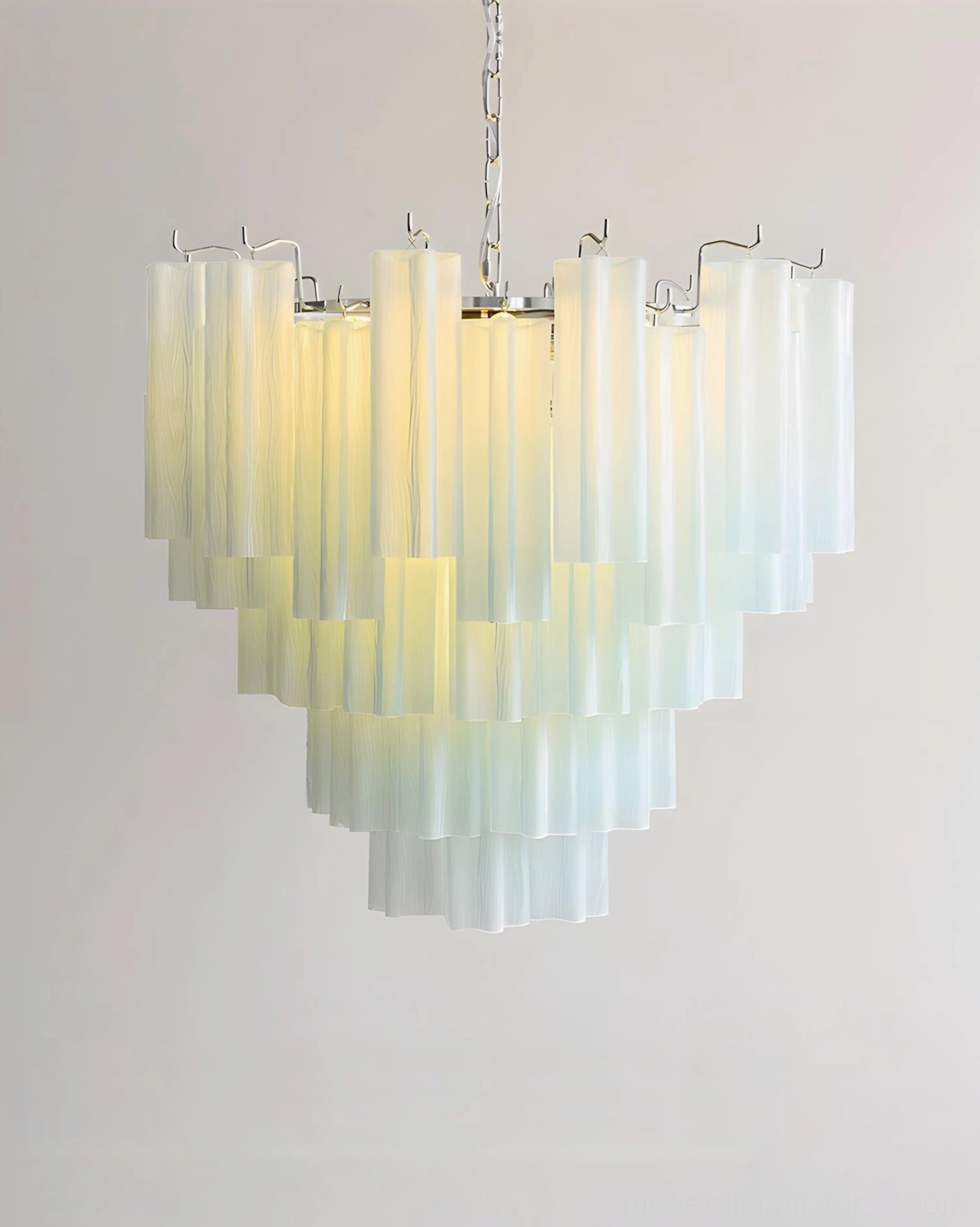 Frosted glass tiered chandelier romantic luxury aesthetic bedroom ambiance
