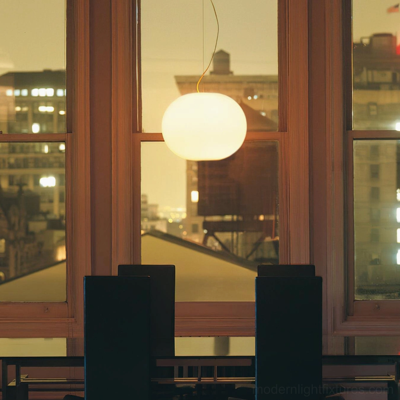Frosted glass sphere pendant light - close-up detail of frosted matte finish and metal hardware of modern pendant lamp