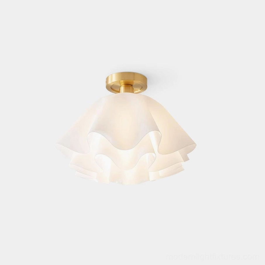 Gailon pleated ceiling light fixture primary product image showcasing brass and white acrylic design