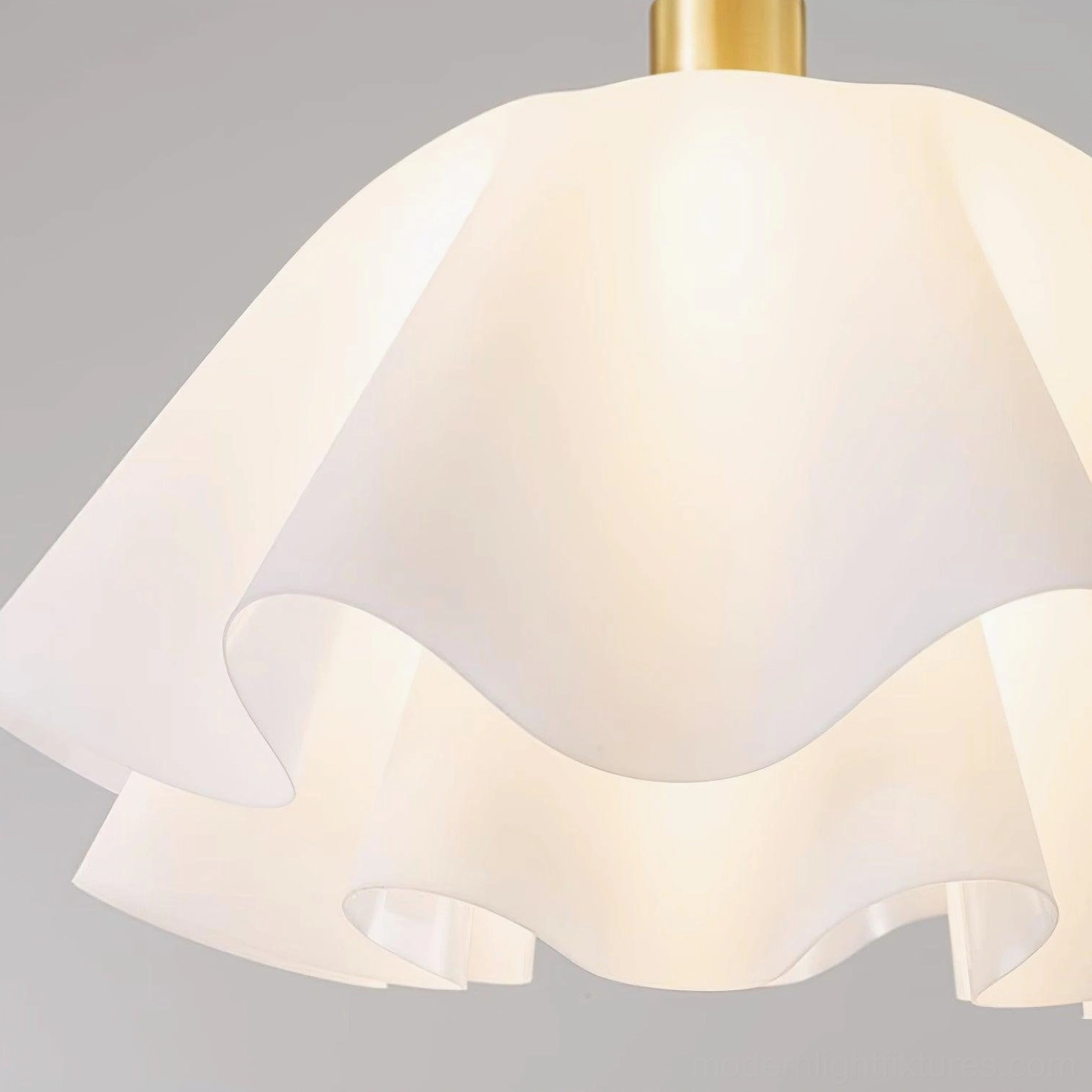 Gailon pleated brass ceiling light fixture side angle view showing profile and pleated shade construction