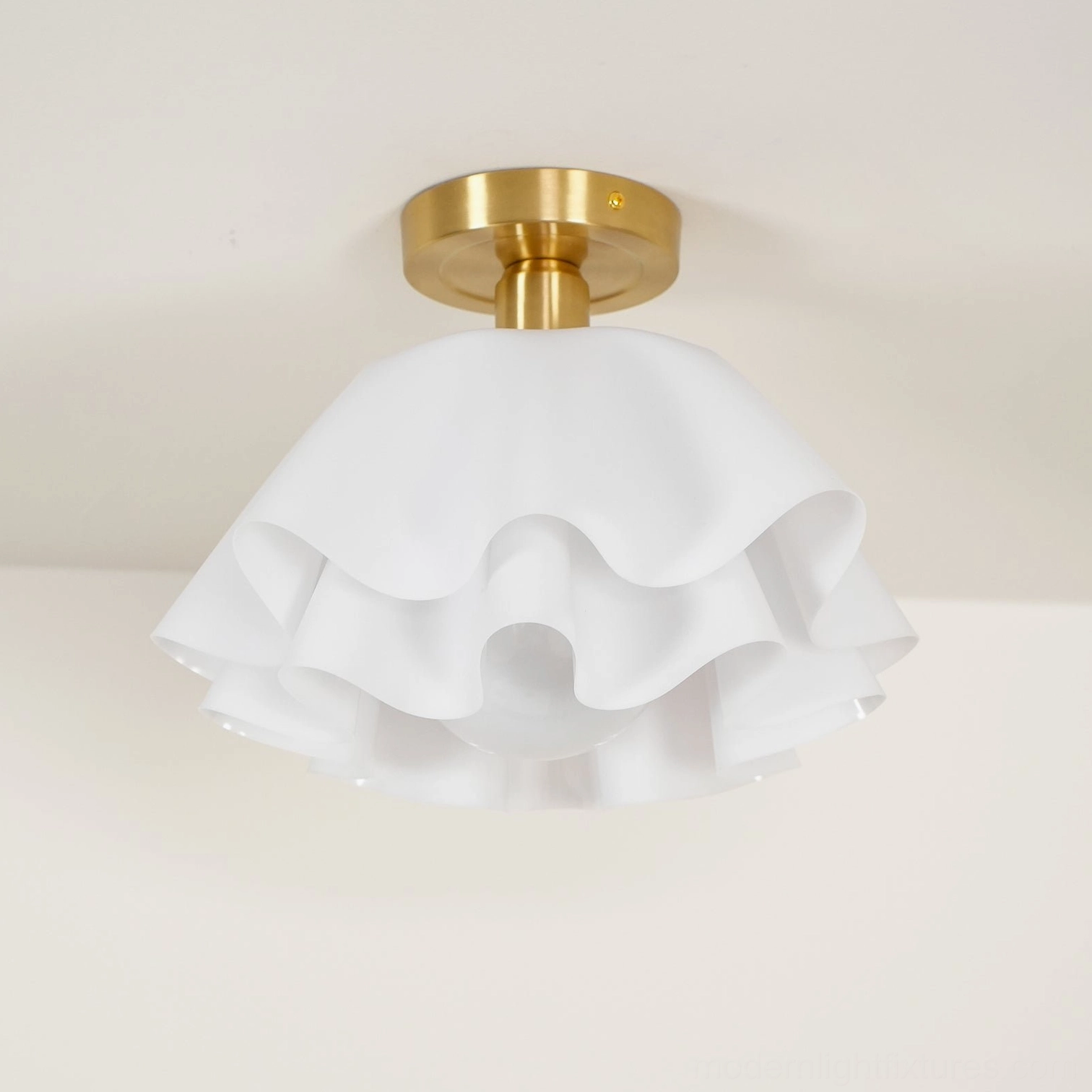Gailon pleated ceiling light fixture bathroom application showing damp-rated modern design