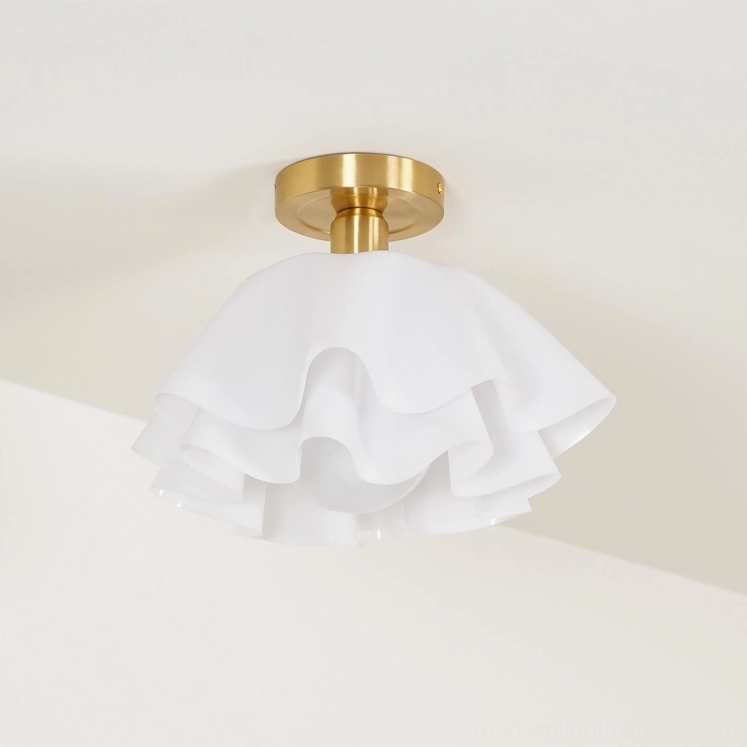 Gailon pleated ceiling light fixture showing textured frosted acrylic shade design and construction