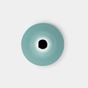 Galileo modern sphere wall sconce cyan blue direct front view studio product showcase