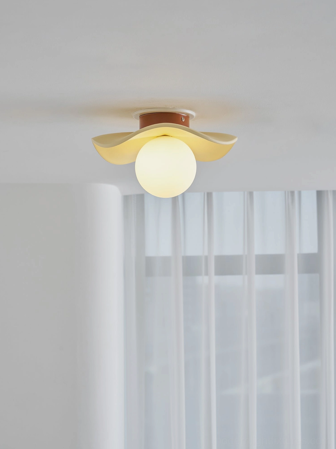 Gand ceiling light damp-rated bathroom installation above vanity mirror