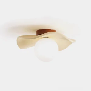 Gand modern ceiling light - brown and beige color combination front view with frosted glass globe diffuser