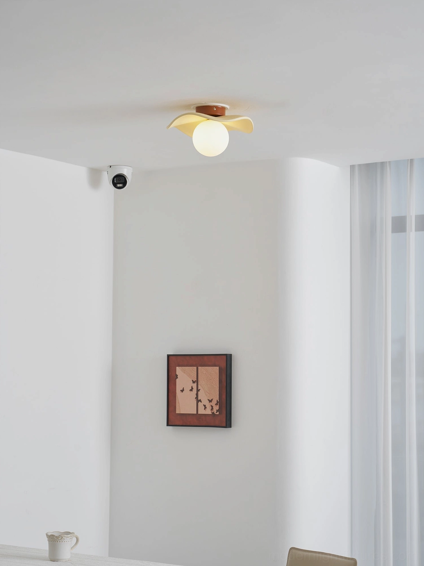 Gand modern globe ceiling light installed in contemporary bedroom with dimmer control