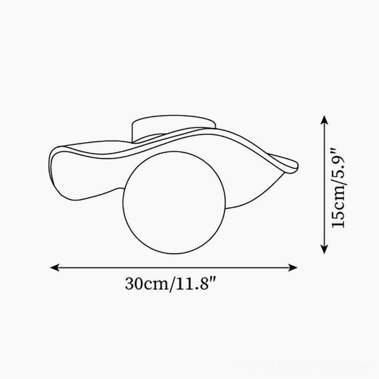 Gand ceiling light technical specification diagram showing dimensions 30cm diameter and 15cm height
