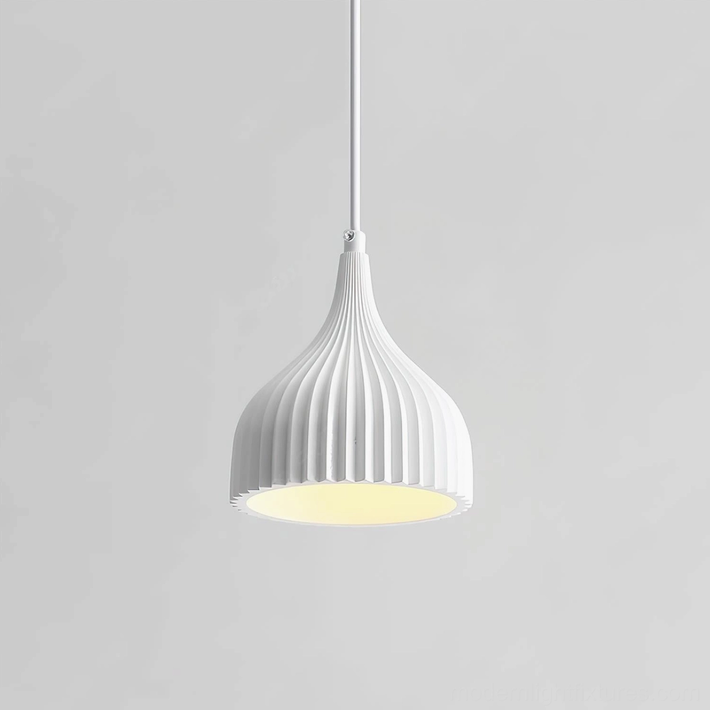 Garay ribbed pendant light white finish contemporary interior design styling
