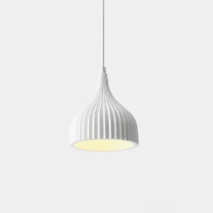 Garay white ribbed pendant light front product view modern minimalist ceiling lamp