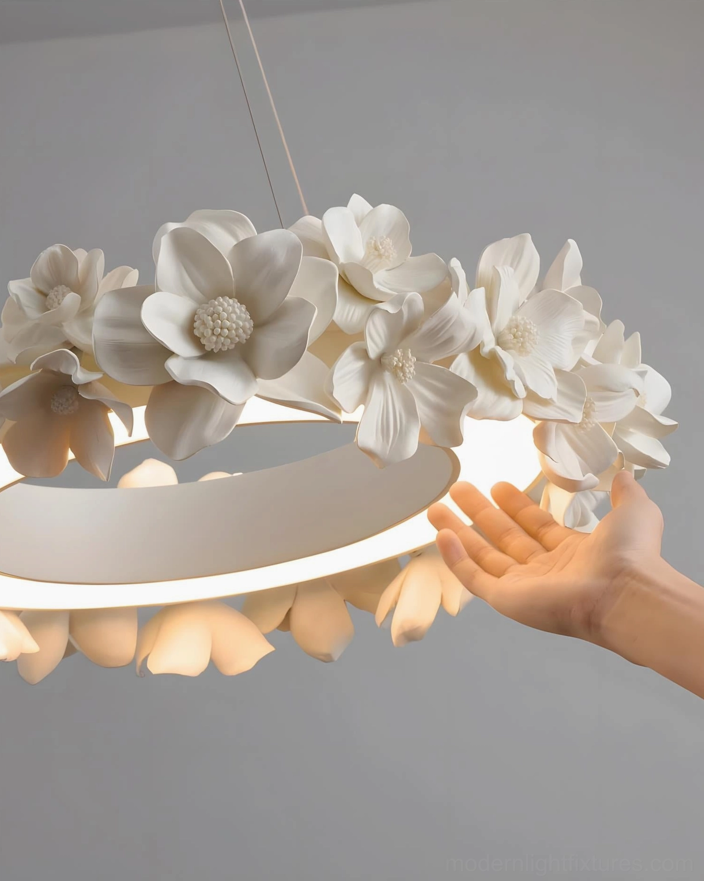 Gardenia Loop Chandelier certified for North America Australia Europe electrical standards luxury home lighting