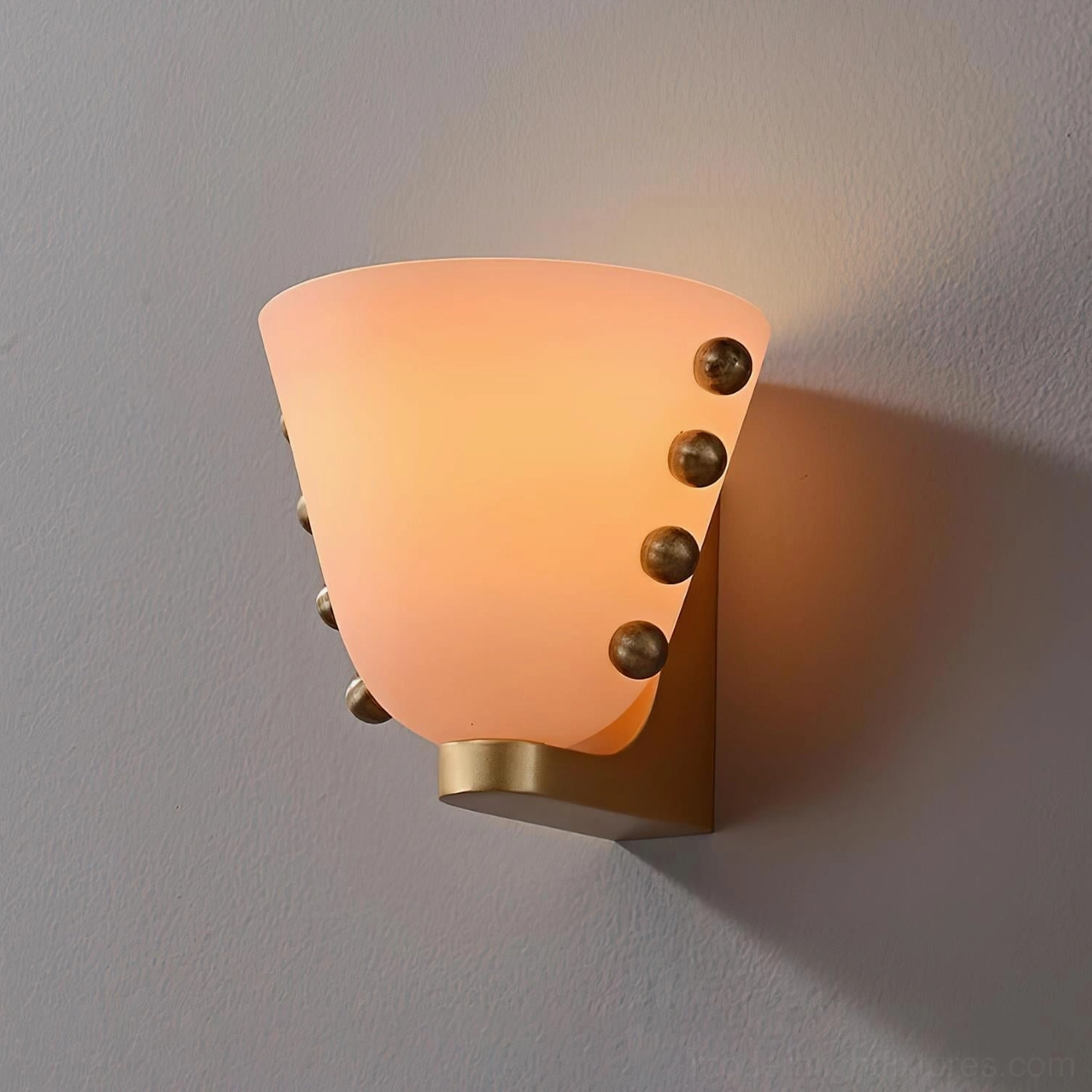 Gemma frosted glass wall sconce in green finish showing mid-century modern design elements