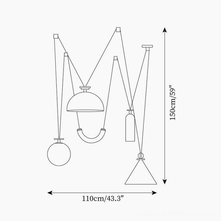 Geometric modern pendant chandelier with metal glass shade available in white black blue gold copper finishes