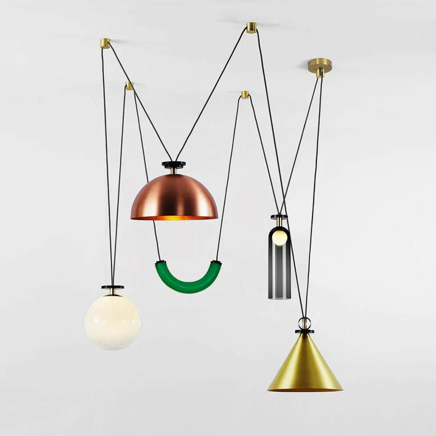 Geometric pendant chandelier E14 socket hardwired electrical specification standard base lighting fixture