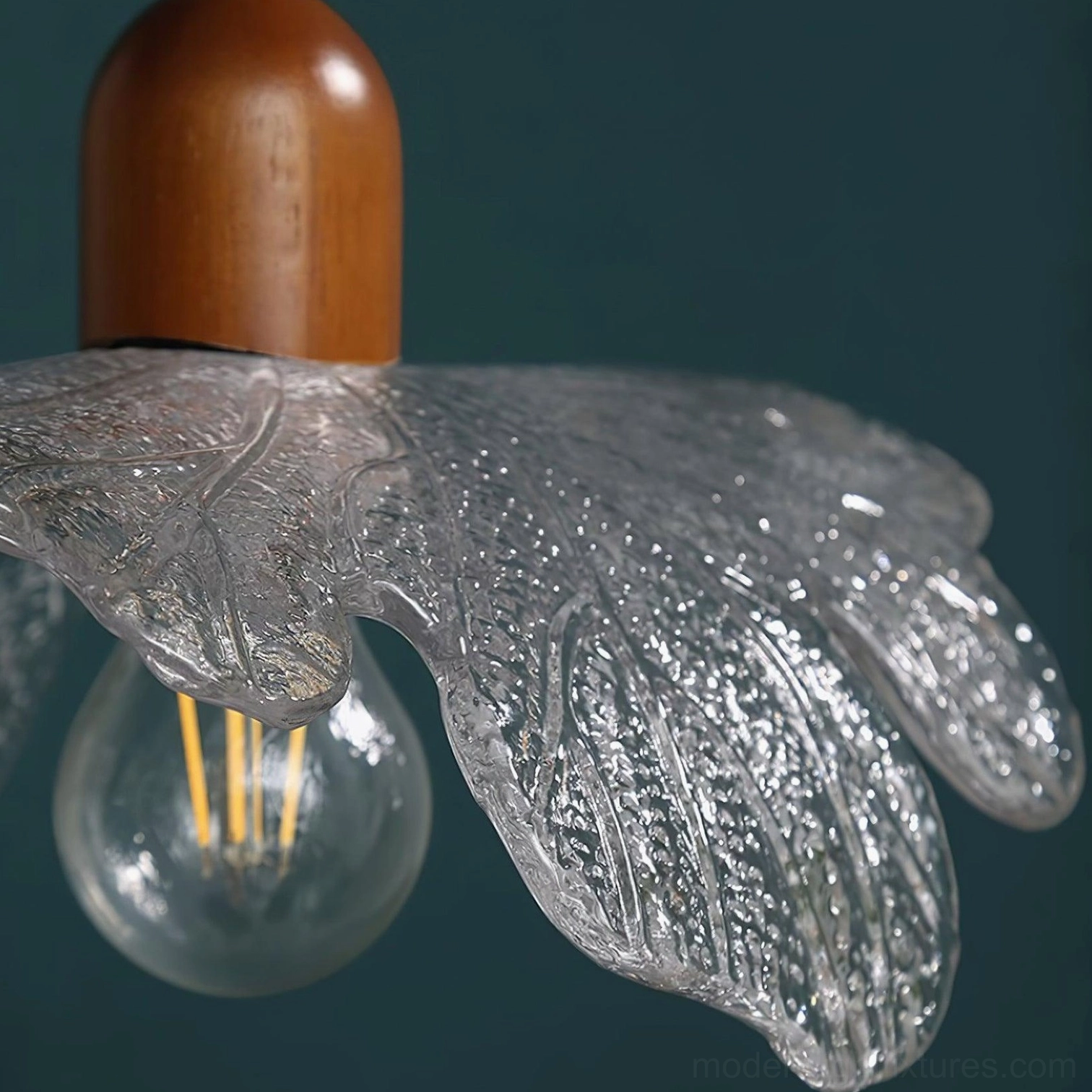 Contemporary petal glass pendant fixture showing geometric glass petal arrangement