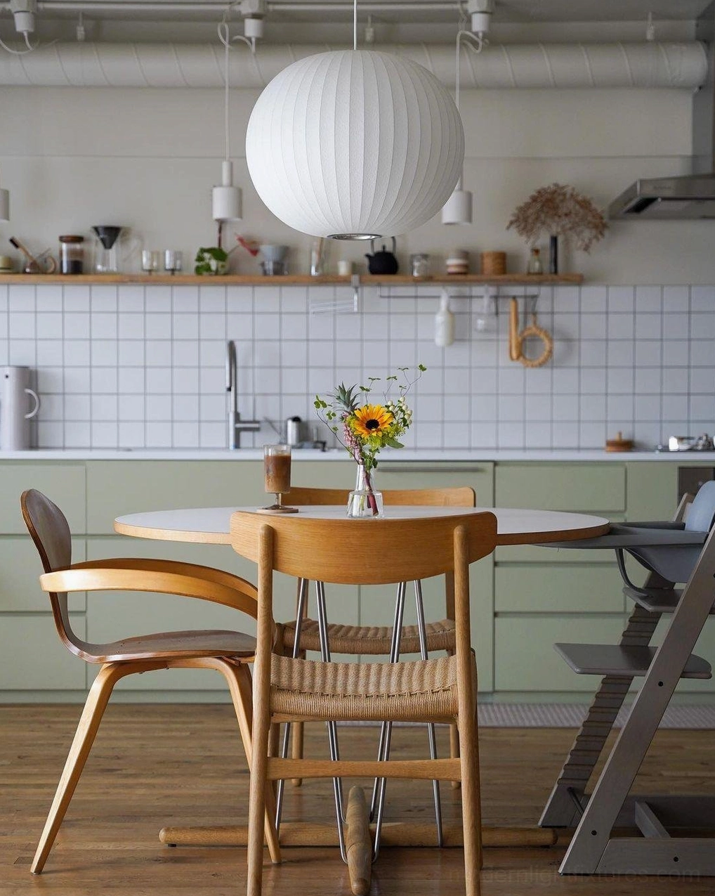 Geometric ribbed bubble pendant light - architectural home fixture